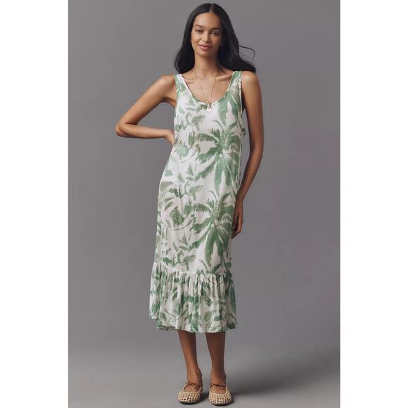 Anthropologie Dresses & Skirts - Anthropologie Mesh Floral Sleeveless Midi Dress One Size NWT Green Cream